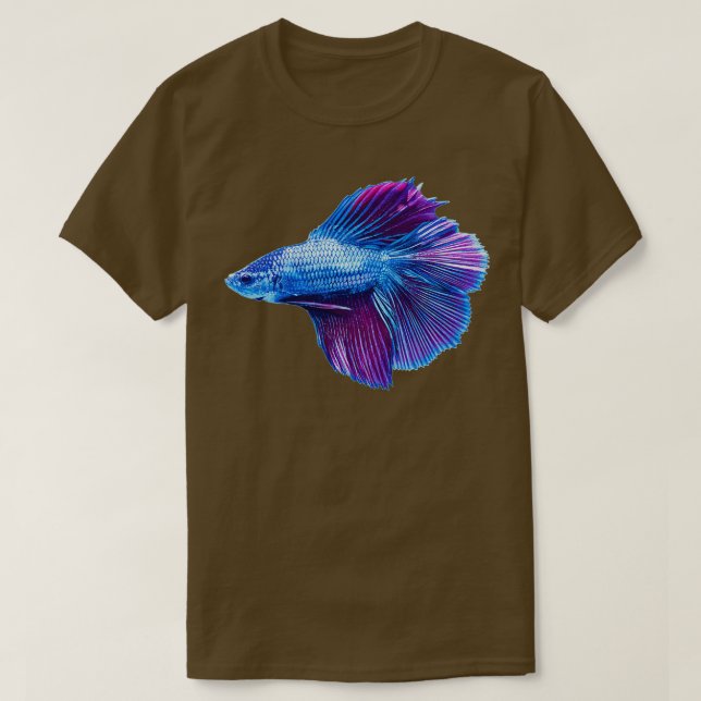 Emerald Blue Betta Siamese Fish T-Shirt (Design Front)