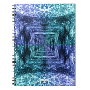 Emerald Blue Crystalline Energy Fractal Art Notebook