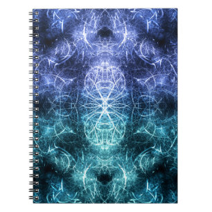 Emerald Blue Crystalline Energy Fractal Art Notebook