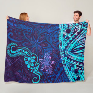 Emerald Blue Splash Of Tie Dye Blissful Island 550 Fleece Blanket