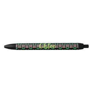Emerald & Blush Botanical pattern Pen