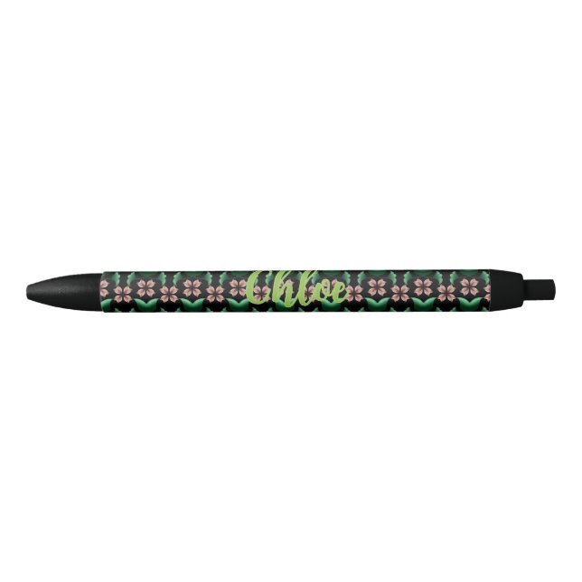     Emerald & Blush Botanical pattern Pen (Front)
