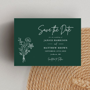 Emerald Boho Minimalist Botanicals Photo Wedding Save The Date