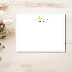 Emerald Border Moon Star Nursery Note Card