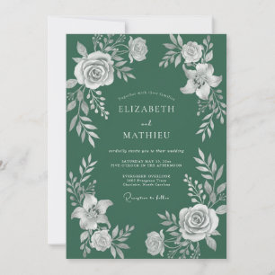 Emerald Botanical Bloom Wedding Invitation