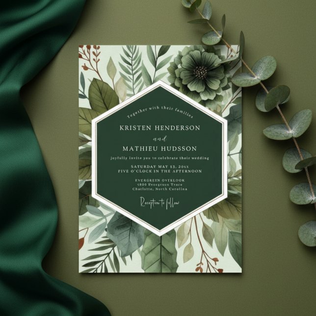 Emerald Botanical Ethereal Wedding Invitation (Creator Uploaded)