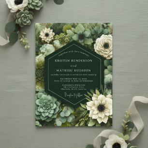Emerald Botanical Opulence Wedding Invitation