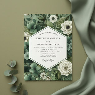 Emerald Botanical Romance Wedding Invitation