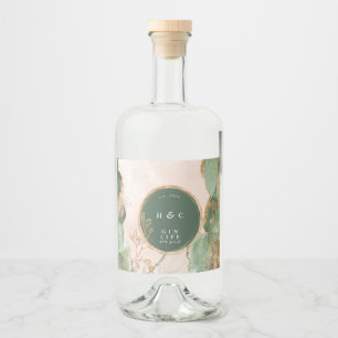 Emerald Botanicals Gold Modern Eucalyptus Gin Oval Liquor Bottle Label