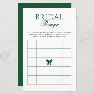 Emerald Bow Bridal Shower Bingo Game