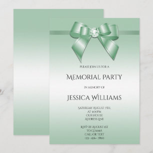 Emerald Bow & Ribbon Memorial Party Invitation