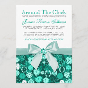 Emerald Bridal Shower Theme Around The Clock Invitation