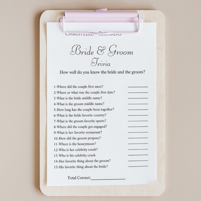 Emerald bride groom trivia bridal shower game card (Creator Uploaded)