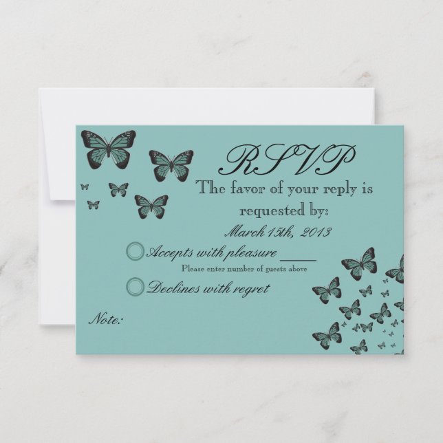 Emerald Butterflies RSVP Card (Front)
