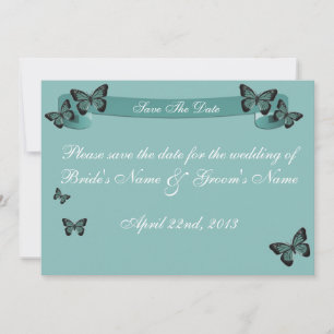 Emerald Butterflies Save the Date Invitation