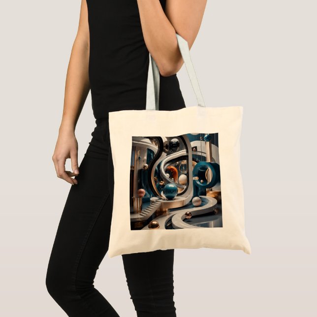 Emerald Celestial Mountains Surreal Teal Tote Bag (Front (Product))