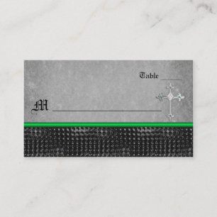 Emerald Celtic Cross Green and Black Place Card