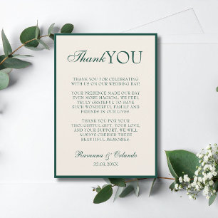 Emerald Champagne Old Money Wedding Thank You Announcement