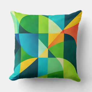 Emerald Citrus Geometric Abstract Cushion
