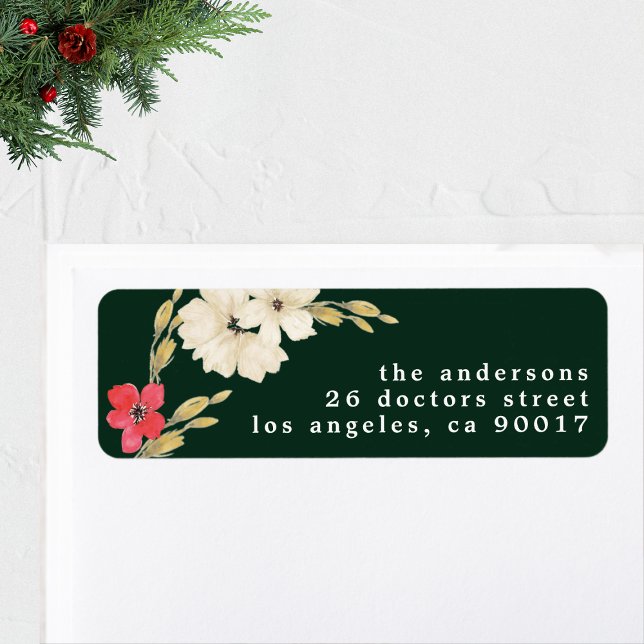 emerald classic watercolor floral Return Address (Creator Uploaded)