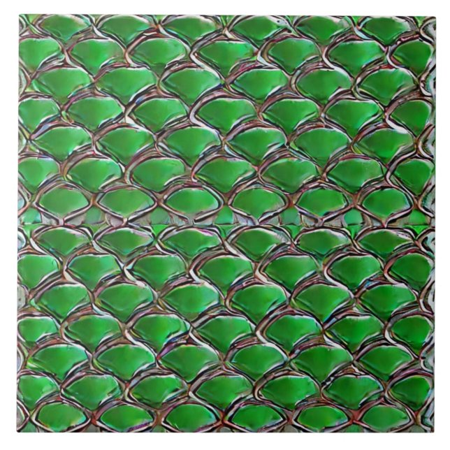 Emerald colour dragon skin inspired artsy tile (Front)