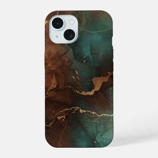 Emerald & Copper Marble Luxe Phone Case (Back)