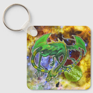 Emerald Cosmic Dragon Key Ring