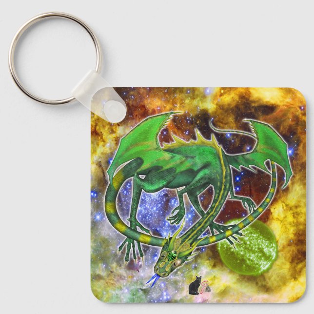 Emerald Cosmic Dragon  Key Ring (Front)