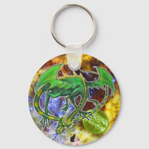 Emerald Cosmic Dragon  Key Ring