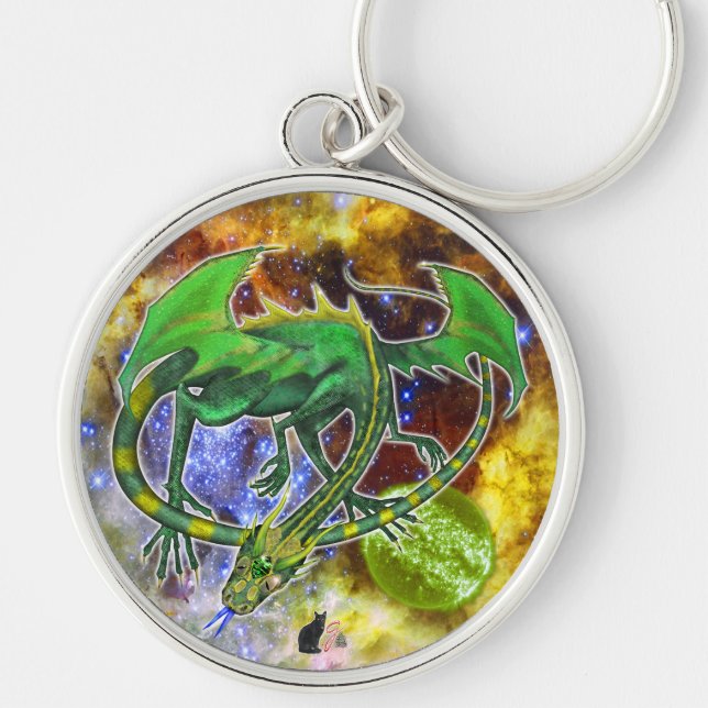 Emerald Cosmic Dragon  Key Ring (Front)