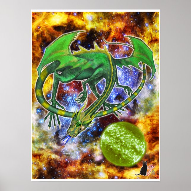 Emerald Cosmic Dragon Poster (Front)