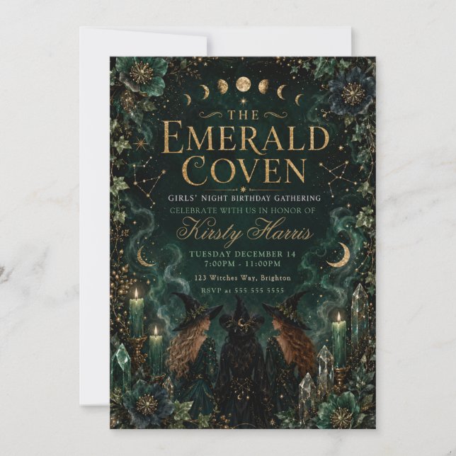 Emerald Coven Girls’ Night Birthday Invitation (Front)
