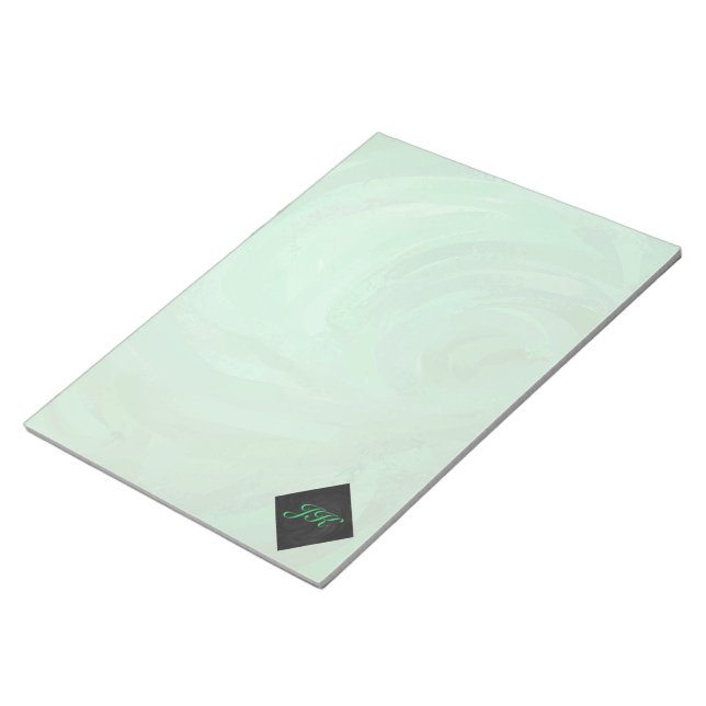 Emerald Cream and Black Monogram Notepad (Angled)