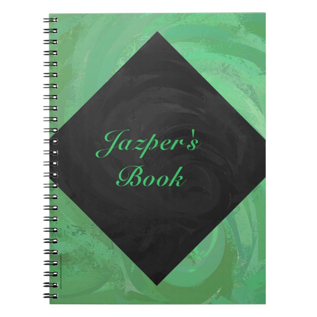 Emerald Cream and Black Monogram Spiral Notebook (Front)