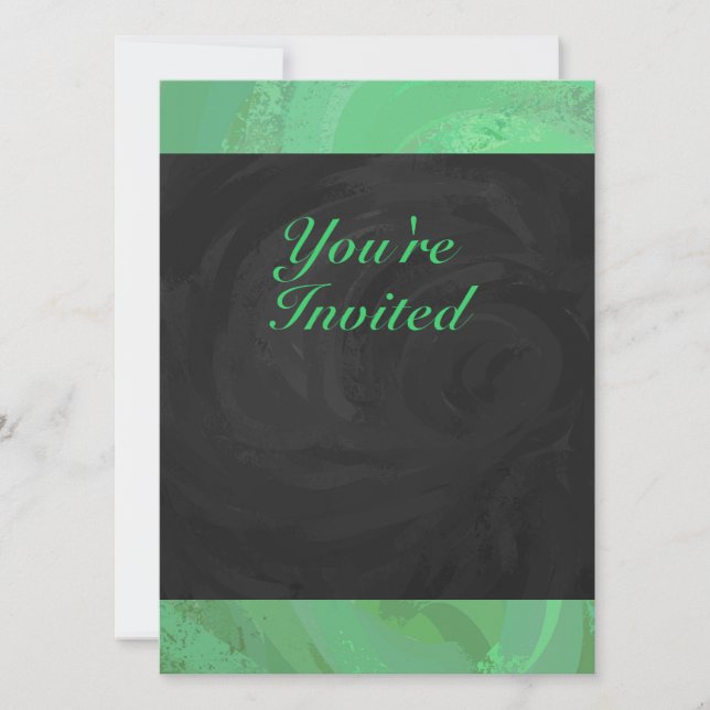 Emerald Cream and Black Party Invitation (Front)