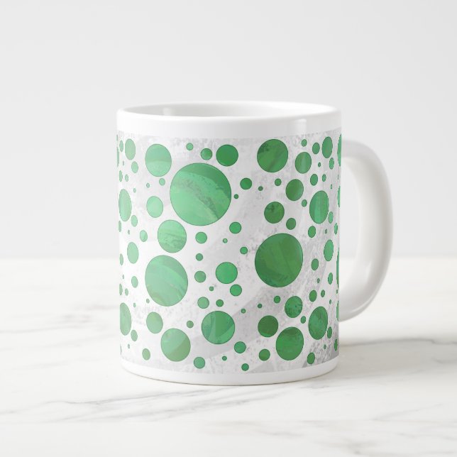 Emerald Cream Polka Dot Large Coffee Mug (Front Right)