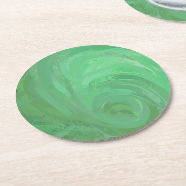 Emerald Cream Round Paper Coaster (Angled)