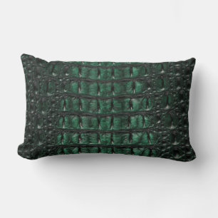 Emerald Crocodile Leather Luxury Exotic Skin Lumbar Cushion