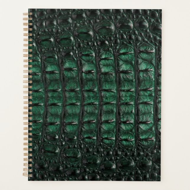 Emerald Crocodile Leather Luxury Exotic  Skin Planner (Front)