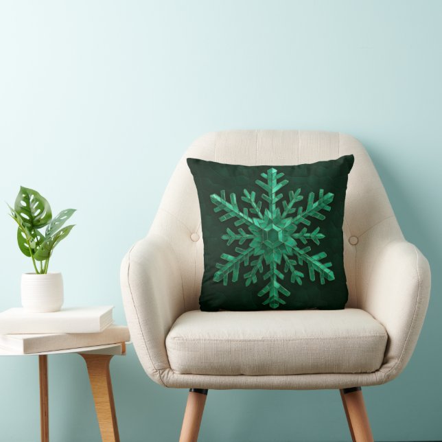 Emerald Crystal Snowflake Art Cushion (Chair)