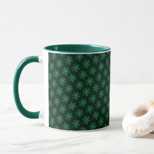 Emerald Crystal Snowflake Art Mug
