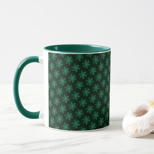 Emerald Crystal Snowflake Art Mug (With Donut)