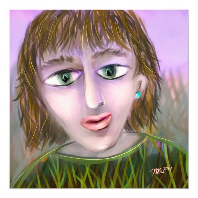 Emerald Curiosity ~ Modern Feminine Portrait Wall  Photo Print (Front)