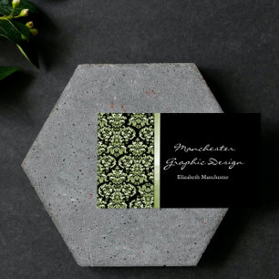 Emerald Damask Ribbon Business Card