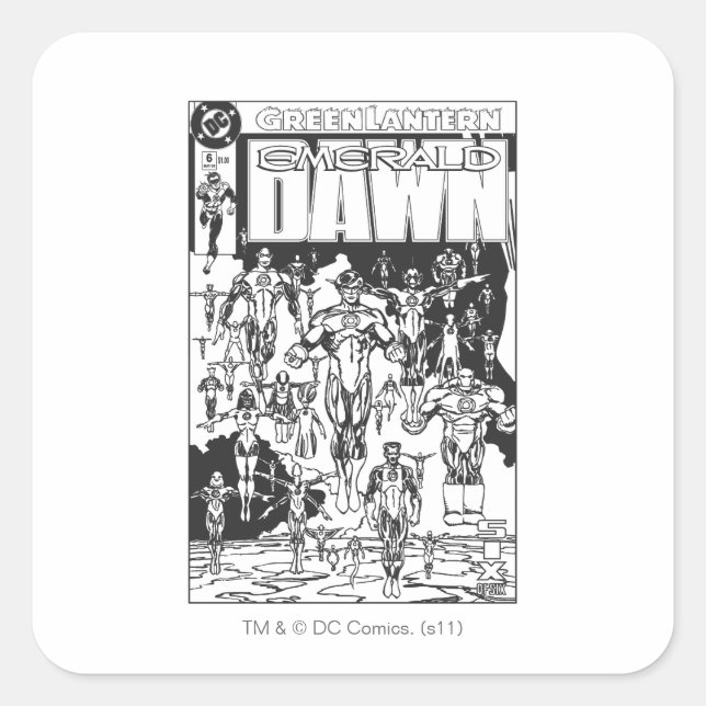 Emerald Dawn Cover, Black and White Square Sticker (Front)
