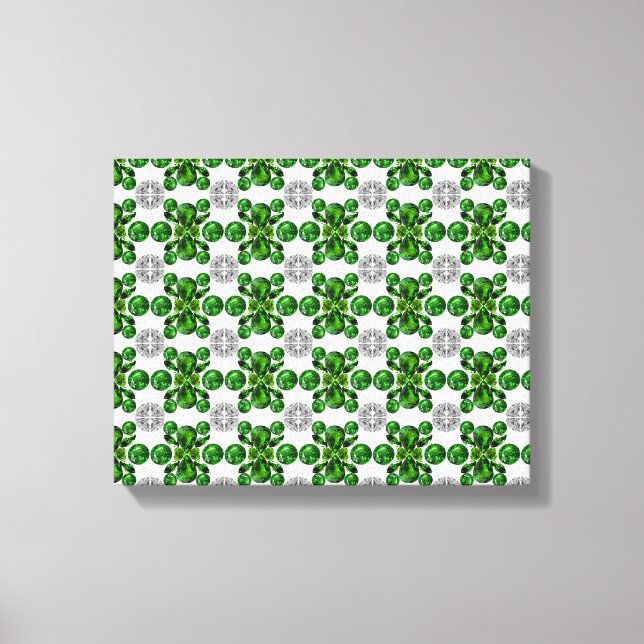 Emerald Diamond Gemstone Art Green Canvas Print (Front)
