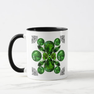 Emerald Diamond Gemstone Art Green Mug