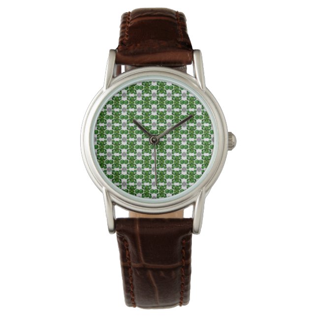 Emerald Diamond Gemstone Art Green Watch (Front)