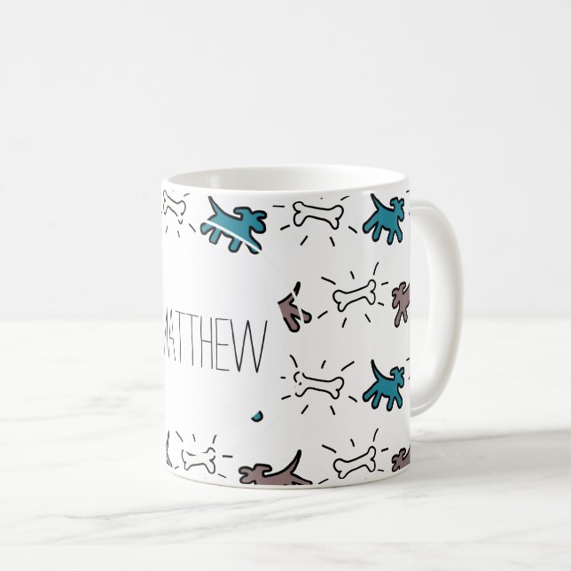 Emerald Dog Bone Graffiti Style Personalised Mug (Front Right)