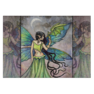 Emerald Dragon Fairy Fantasy Art Cutting Board